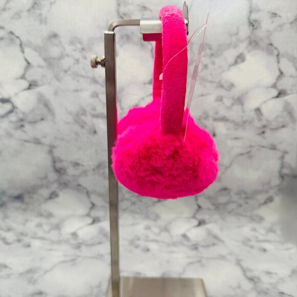 Juicy Couture Viva La Juicy Earmuffs, Pink Faux Fur with Rhinestone Logo- NEW - Picture 4 of 9
